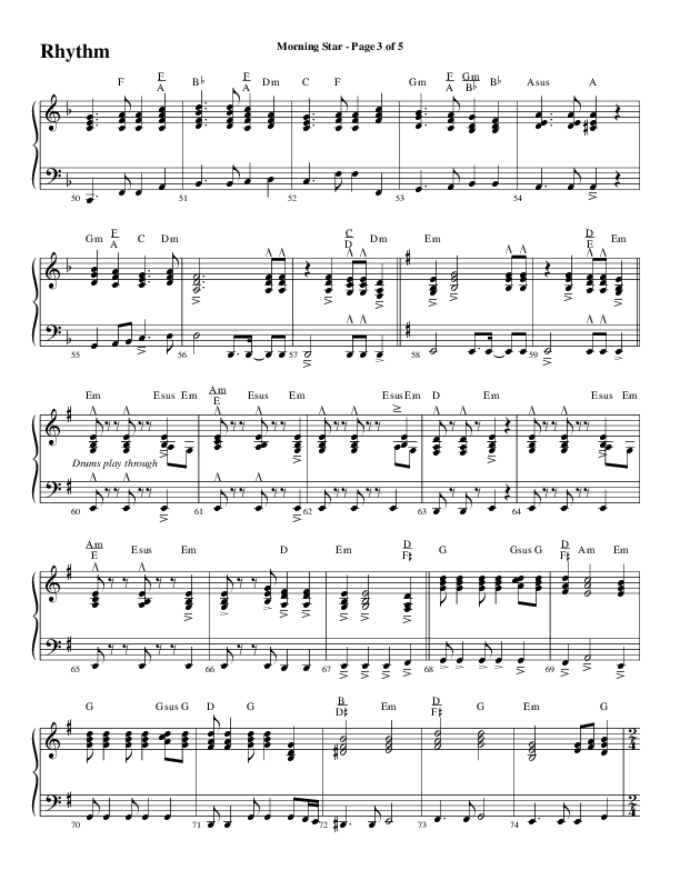 Morning Star with Emmanuel (Choral Anthem SATB) Rhythm Chart (Word Music Choral / Arr. David Clydesdale)