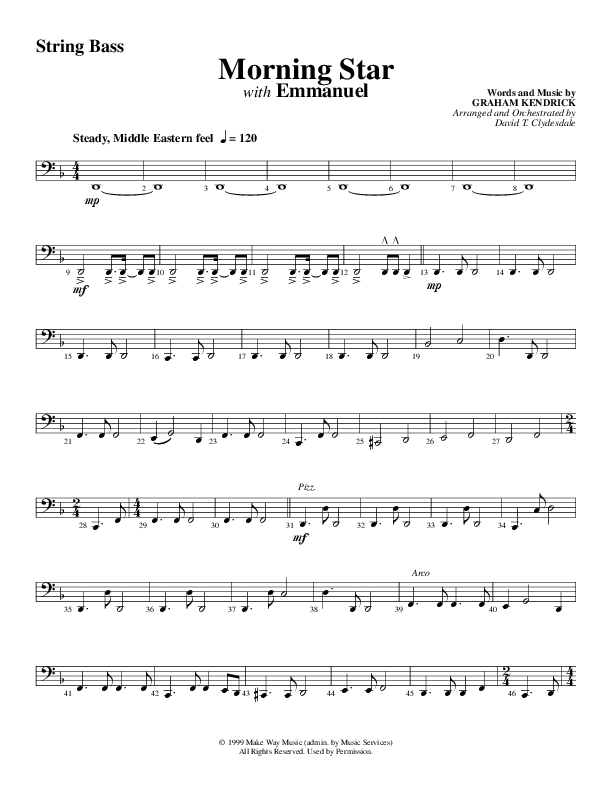 Morning Star with Emmanuel (Choral Anthem SATB) String Bass (Word Music Choral / Arr. David Clydesdale)