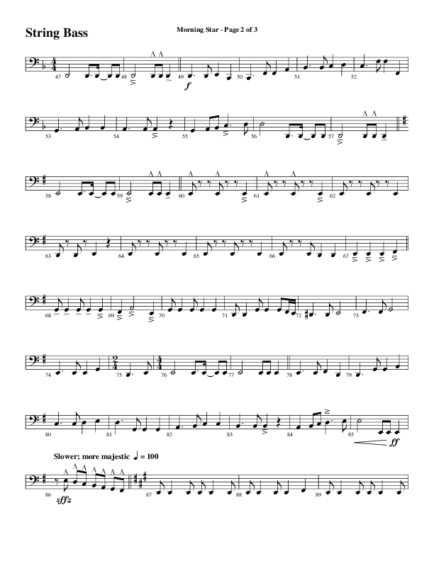 Morning Star with Emmanuel (Choral Anthem SATB) String Bass (Word Music Choral / Arr. David Clydesdale)
