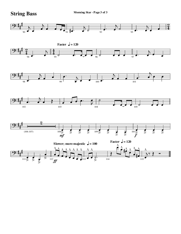 Morning Star with Emmanuel (Choral Anthem SATB) String Bass (Word Music Choral / Arr. David Clydesdale)