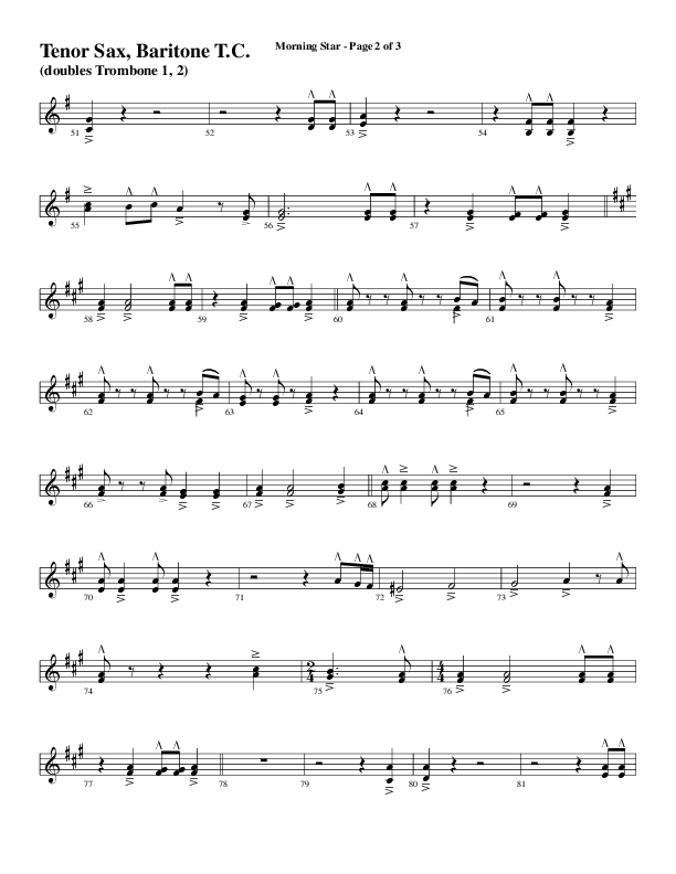 Morning Star with Emmanuel (Choral Anthem SATB) Tenor Sax/Baritone T.C. (Word Music Choral / Arr. David Clydesdale)