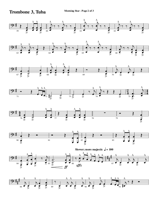 Morning Star with Emmanuel (Choral Anthem SATB) Trombone 3/Tuba (Word Music Choral / Arr. David Clydesdale)