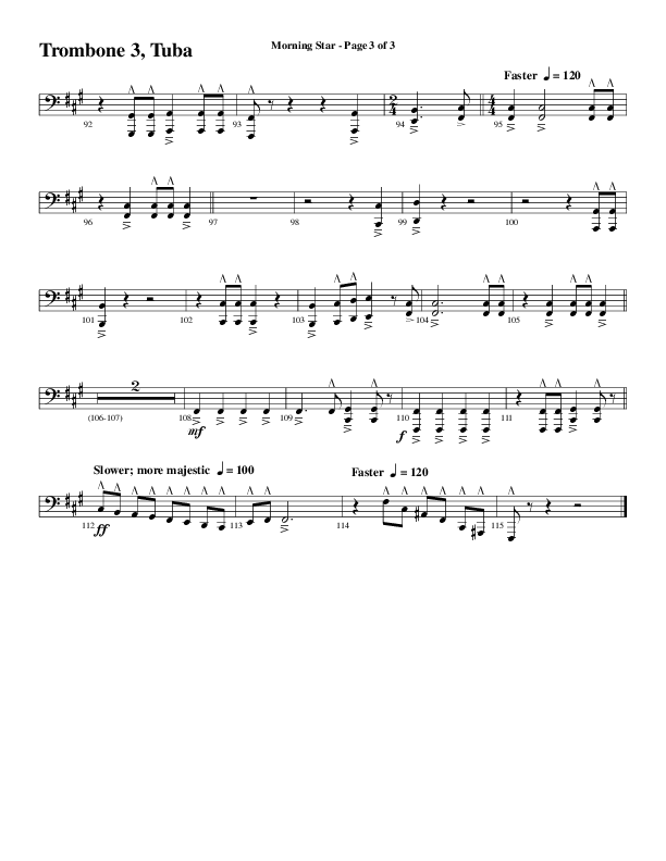 Morning Star with Emmanuel (Choral Anthem SATB) Trombone 3/Tuba (Word Music Choral / Arr. David Clydesdale)