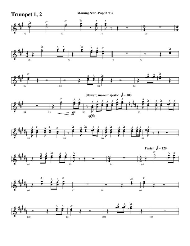 Morning Star with Emmanuel (Choral Anthem SATB) Trumpet 1,2 (Word Music Choral / Arr. David Clydesdale)