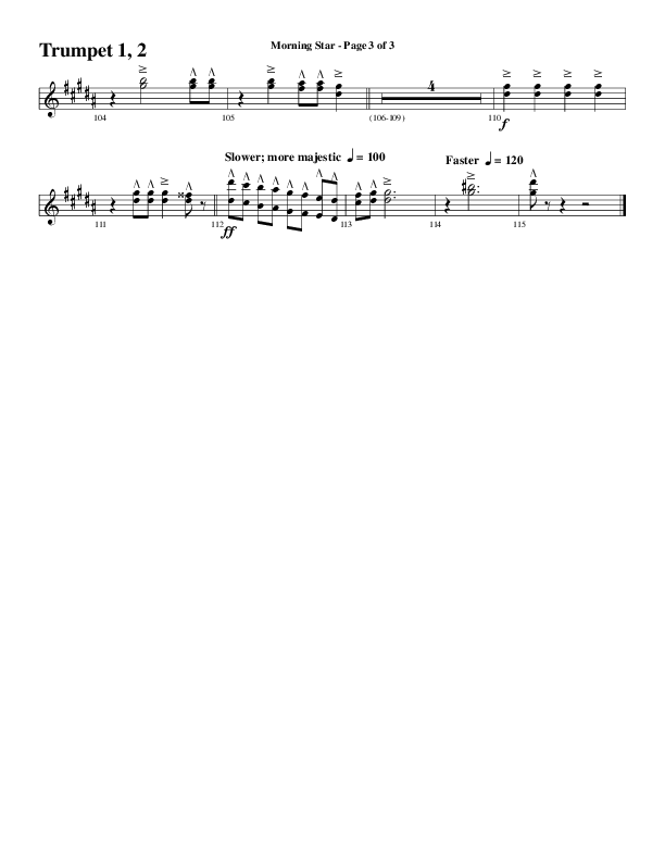 Morning Star with Emmanuel (Choral Anthem SATB) Trumpet 1,2 (Word Music Choral / Arr. David Clydesdale)