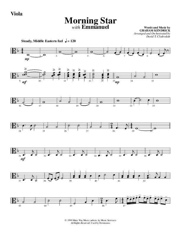 Morning Star with Emmanuel (Choral Anthem SATB) Viola (Word Music Choral / Arr. David Clydesdale)