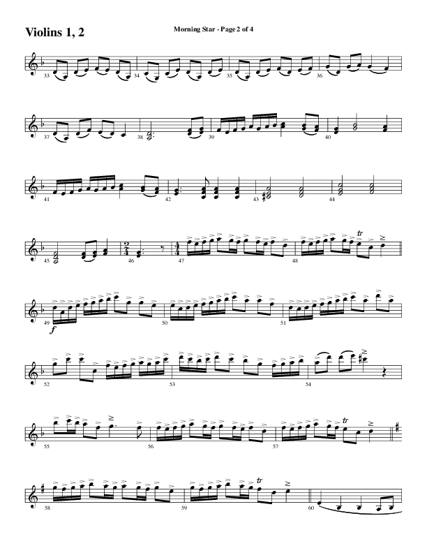 Morning Star with Emmanuel (Choral Anthem SATB) Violin 1/2 (Word Music Choral / Arr. David Clydesdale)