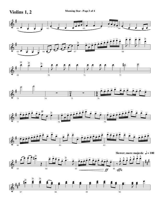 Morning Star with Emmanuel (Choral Anthem SATB) Violin 1/2 (Word Music Choral / Arr. David Clydesdale)