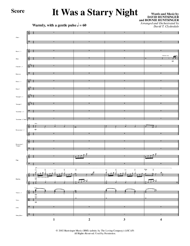 It Was A Starry Night (Choral Anthem SATB) Orchestration (Word Music Choral / Arr. David Clydesdale)