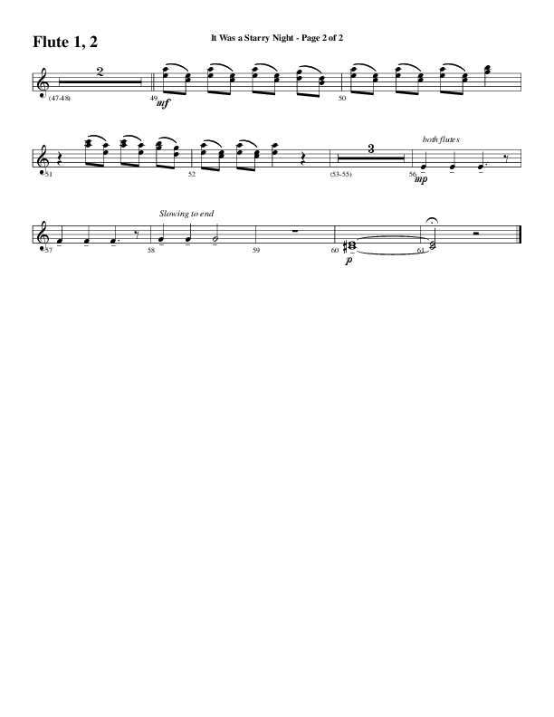 It Was A Starry Night (Choral Anthem SATB) Flute 1/2 (Word Music Choral / Arr. David Clydesdale)