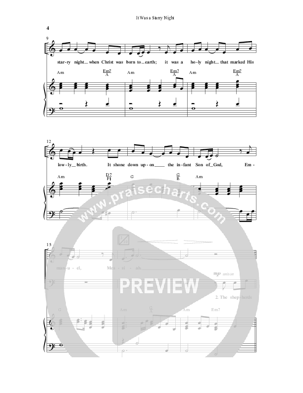 It Was A Starry Night (Choral Anthem SATB) Anthem (SATB/Piano) (Word Music Choral / Arr. David Clydesdale)