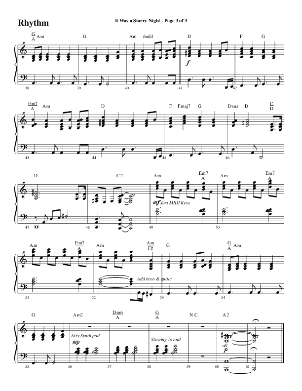 It Was A Starry Night (Choral Anthem SATB) Rhythm Chart (Word Music Choral / Arr. David Clydesdale)