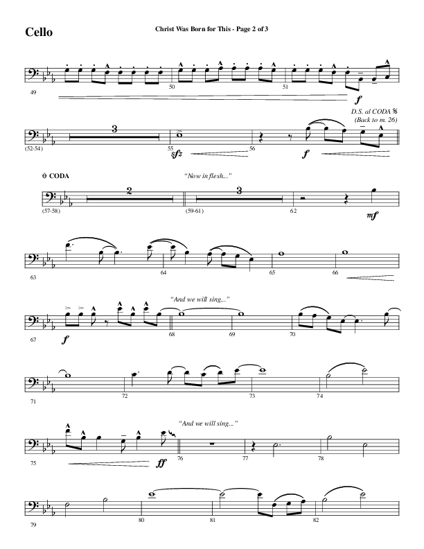 Christ Was Born For This (Choral Anthem SATB) Cello (Word Music Choral / Arr. Cliff Duren)
