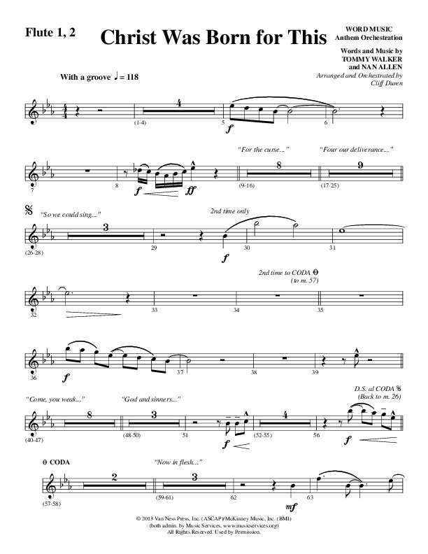 Christ Was Born For This (Choral Anthem SATB) Flute 1/2 (Word Music Choral / Arr. Cliff Duren)