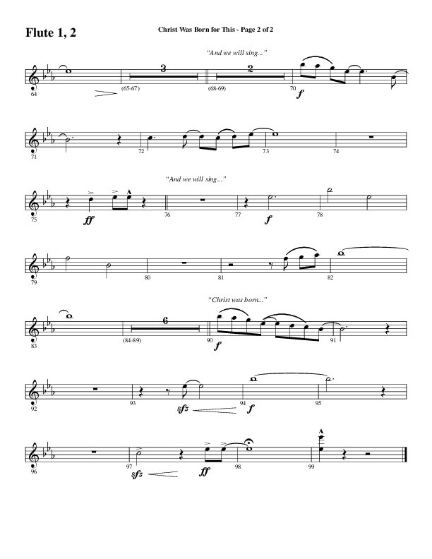 Christ Was Born For This (Choral Anthem SATB) Flute 1/2 (Word Music Choral / Arr. Cliff Duren)