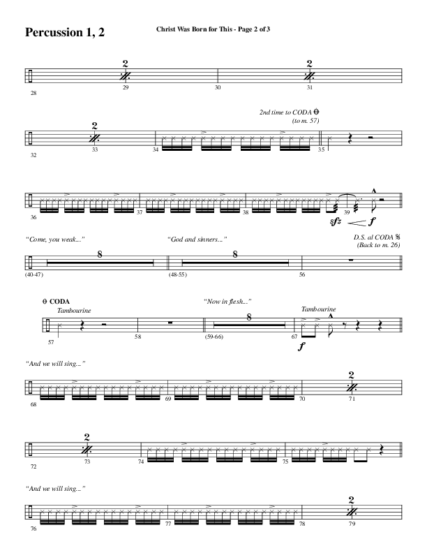 Christ Was Born For This (Choral Anthem SATB) Percussion 1/2 (Word Music Choral / Arr. Cliff Duren)