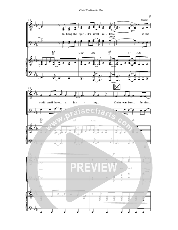 Christ Was Born For This (Choral Anthem SATB) Anthem (SATB/Piano) (Word Music Choral / Arr. Cliff Duren)