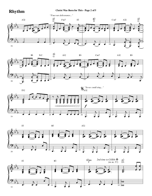 Christ Was Born For This (Choral Anthem SATB) Rhythm Chart (Word Music Choral / Arr. Cliff Duren)