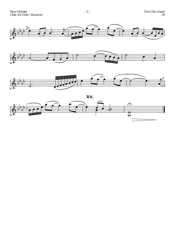 Don't Be Afraid (Choral Anthem SATB) Bass Clarinet (Lillenas Choral / Arr. Geron Davis / Arr. Bradley Knight)