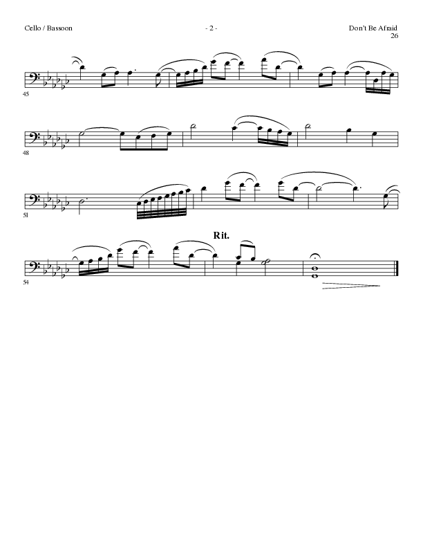 Don't Be Afraid (Choral Anthem SATB) Cello (Lillenas Choral / Arr. Geron Davis / Arr. Bradley Knight)