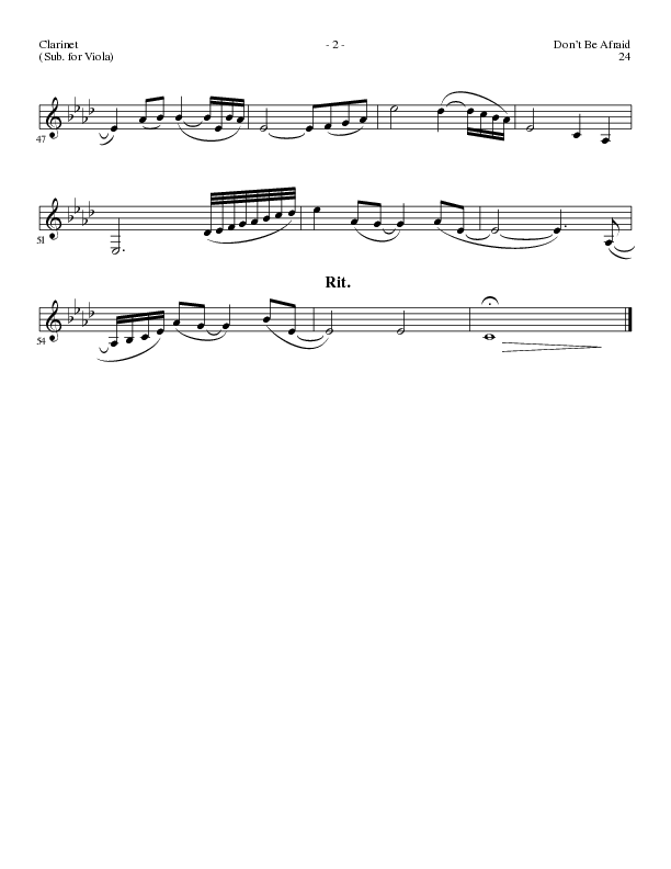 Don't Be Afraid (Choral Anthem SATB) Clarinet (Lillenas Choral / Arr. Geron Davis / Arr. Bradley Knight)