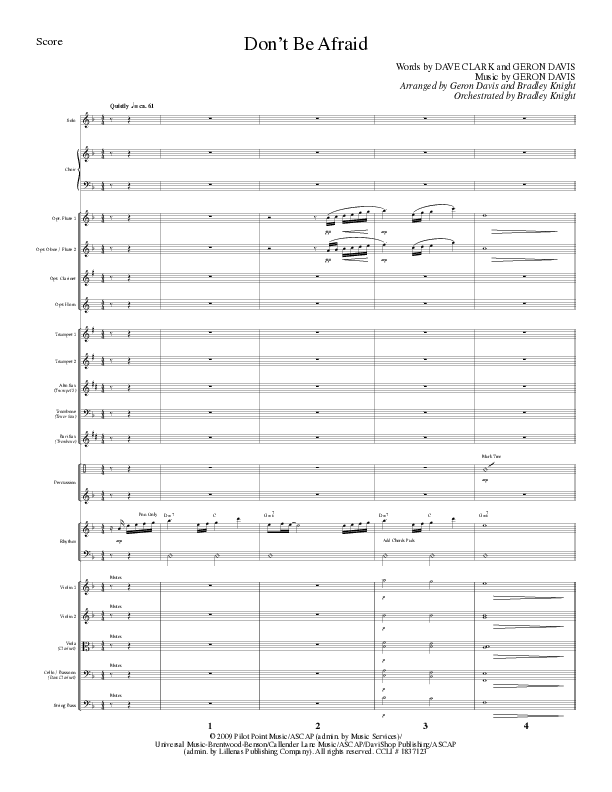 Don't Be Afraid (Choral Anthem SATB) Conductor's Score (Lillenas Choral / Arr. Geron Davis / Arr. Bradley Knight)