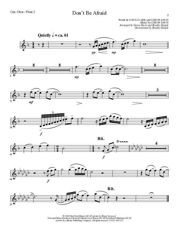Don't Be Afraid (Choral Anthem SATB) Flute 1/2 (Lillenas Choral / Arr. Geron Davis / Arr. Bradley Knight)