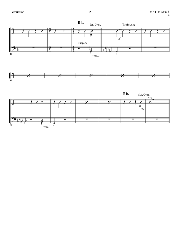 Don't Be Afraid (Choral Anthem SATB) Percussion (Lillenas Choral / Arr. Geron Davis / Arr. Bradley Knight)