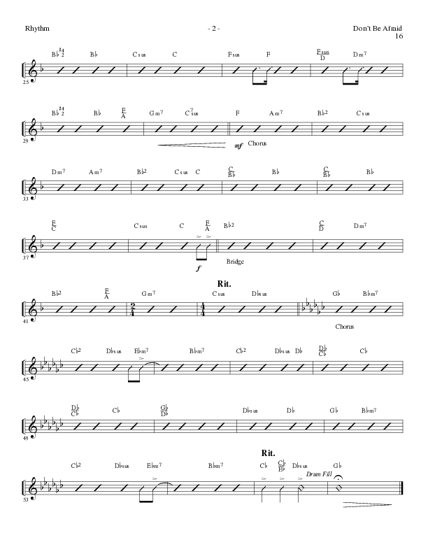 Don't Be Afraid (Choral Anthem SATB) Rhythm Chart (Lillenas Choral / Arr. Geron Davis / Arr. Bradley Knight)