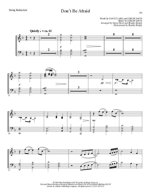 Don't Be Afraid (Choral Anthem SATB) String Reduction (Lillenas Choral / Arr. Geron Davis / Arr. Bradley Knight)