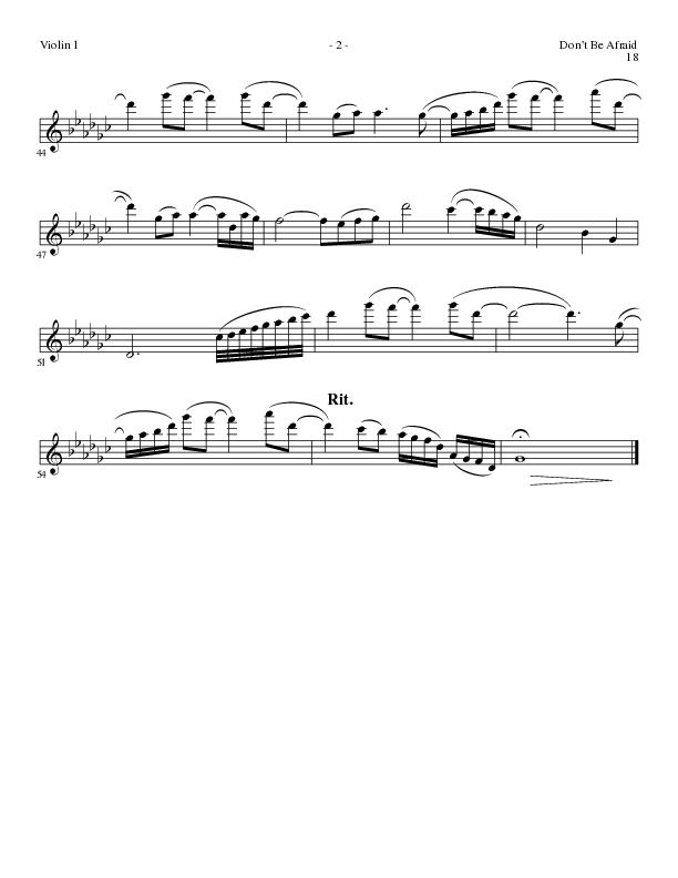 Don't Be Afraid (Choral Anthem SATB) Violin 1 (Lillenas Choral / Arr. Geron Davis / Arr. Bradley Knight)