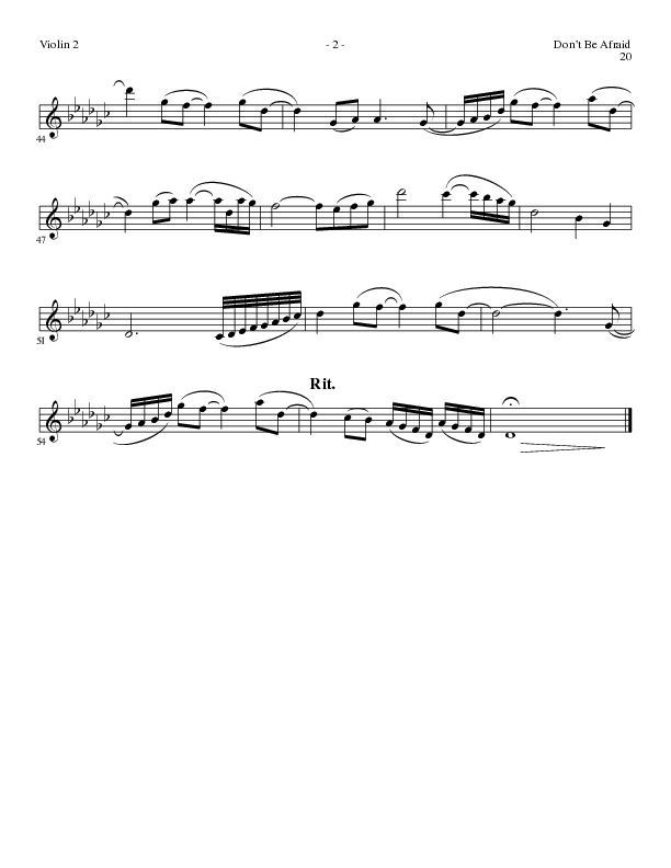 Don't Be Afraid (Choral Anthem SATB) Violin 2 (Lillenas Choral / Arr. Geron Davis / Arr. Bradley Knight)