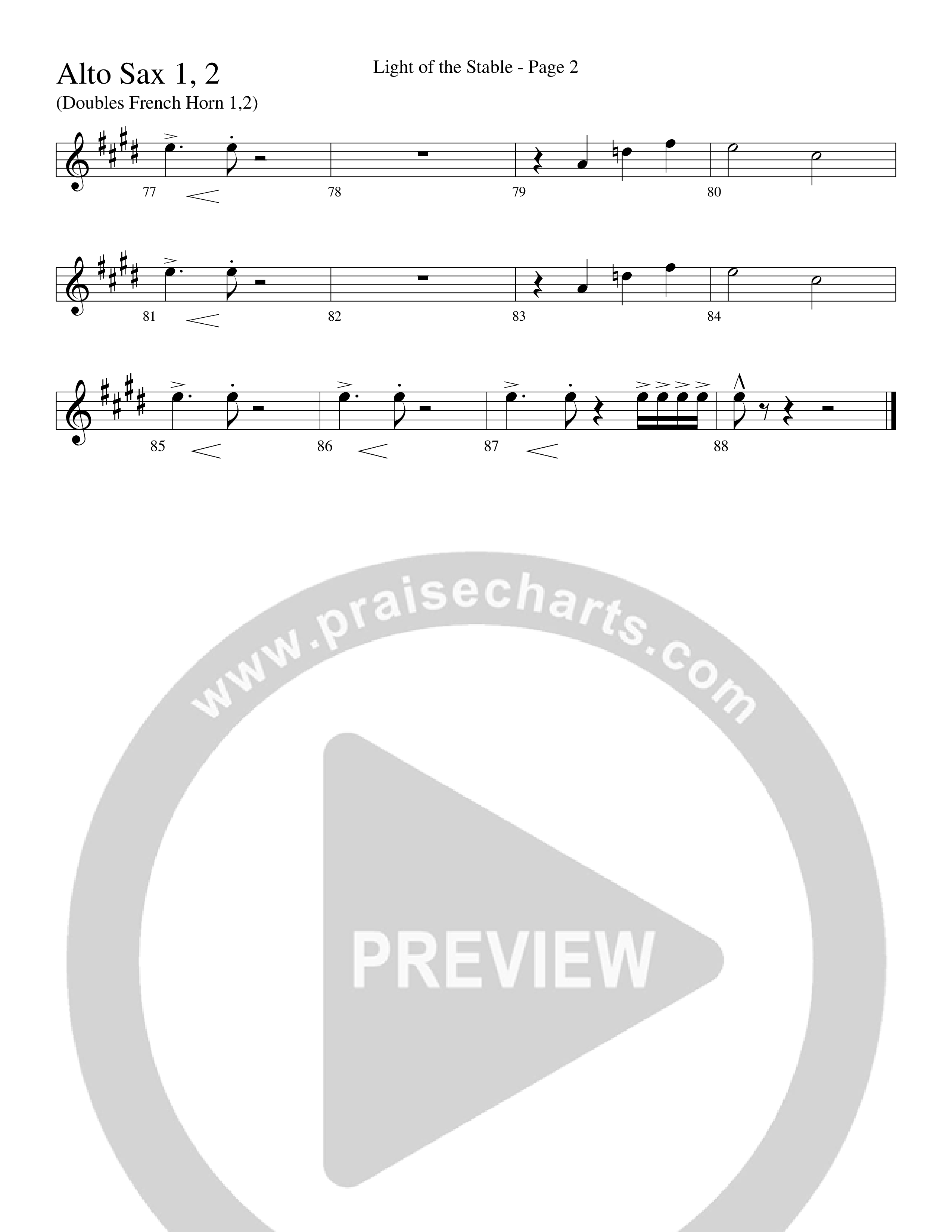 Light Of The Stable (Choral Anthem SATB) Alto Sax 1/2 (Word Music Choral / Arr. Robert Sterling)