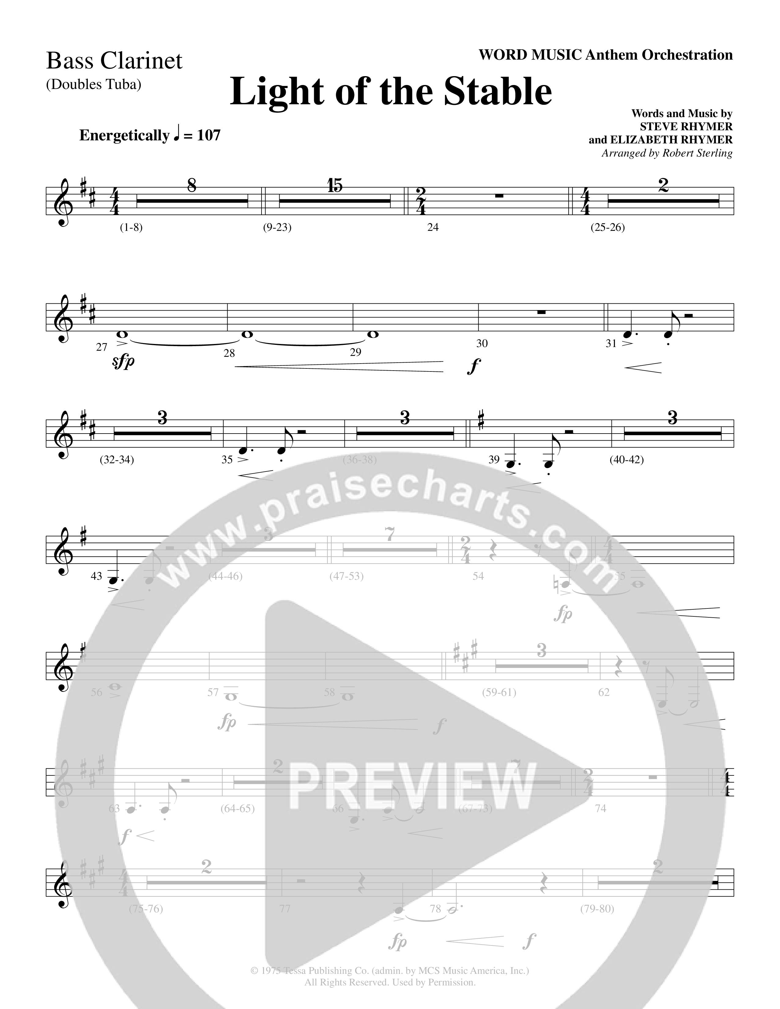 Light Of The Stable (Choral Anthem SATB) Bass Clarinet (Word Music Choral / Arr. Robert Sterling)