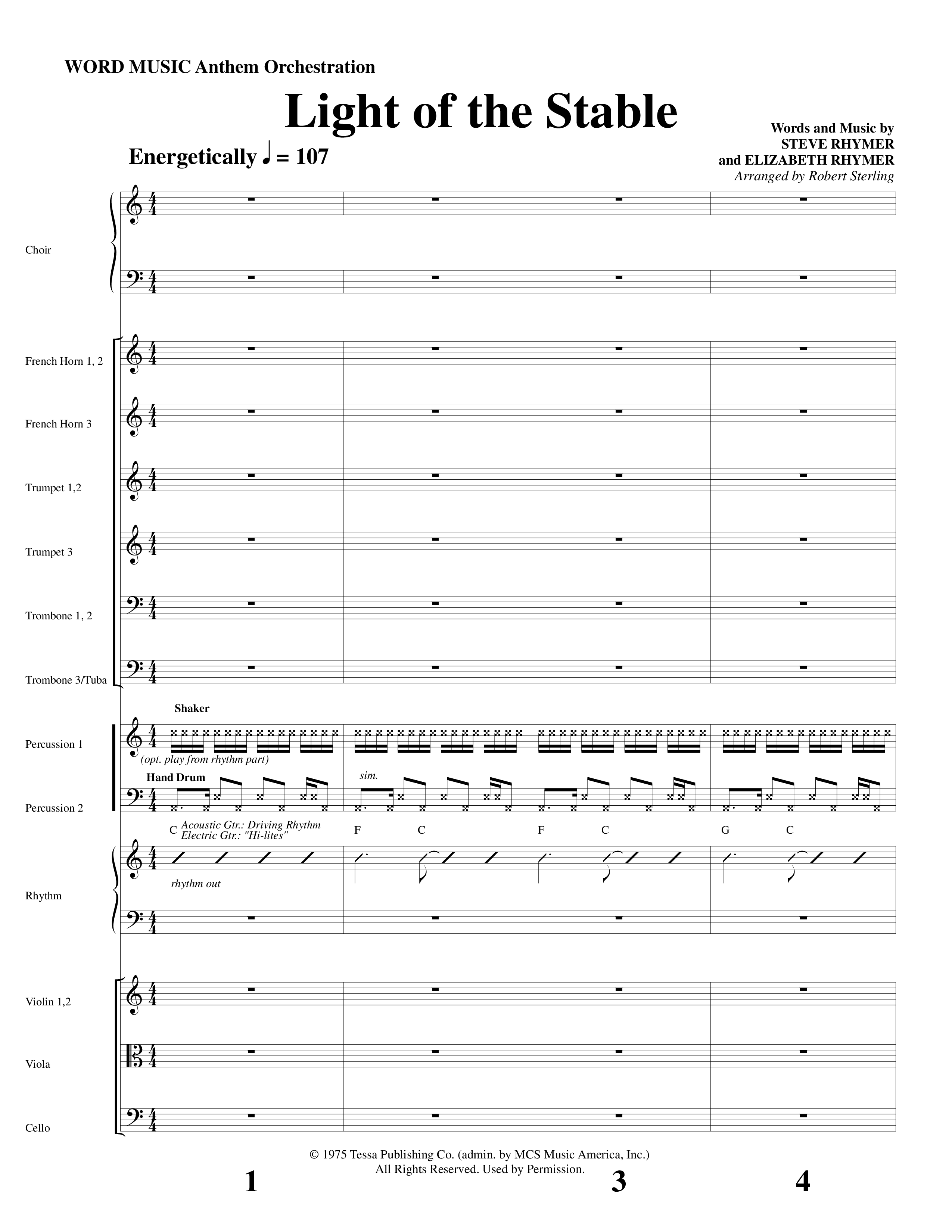 Light Of The Stable (Choral Anthem SATB) Orchestration (Word Music Choral / Arr. Robert Sterling)