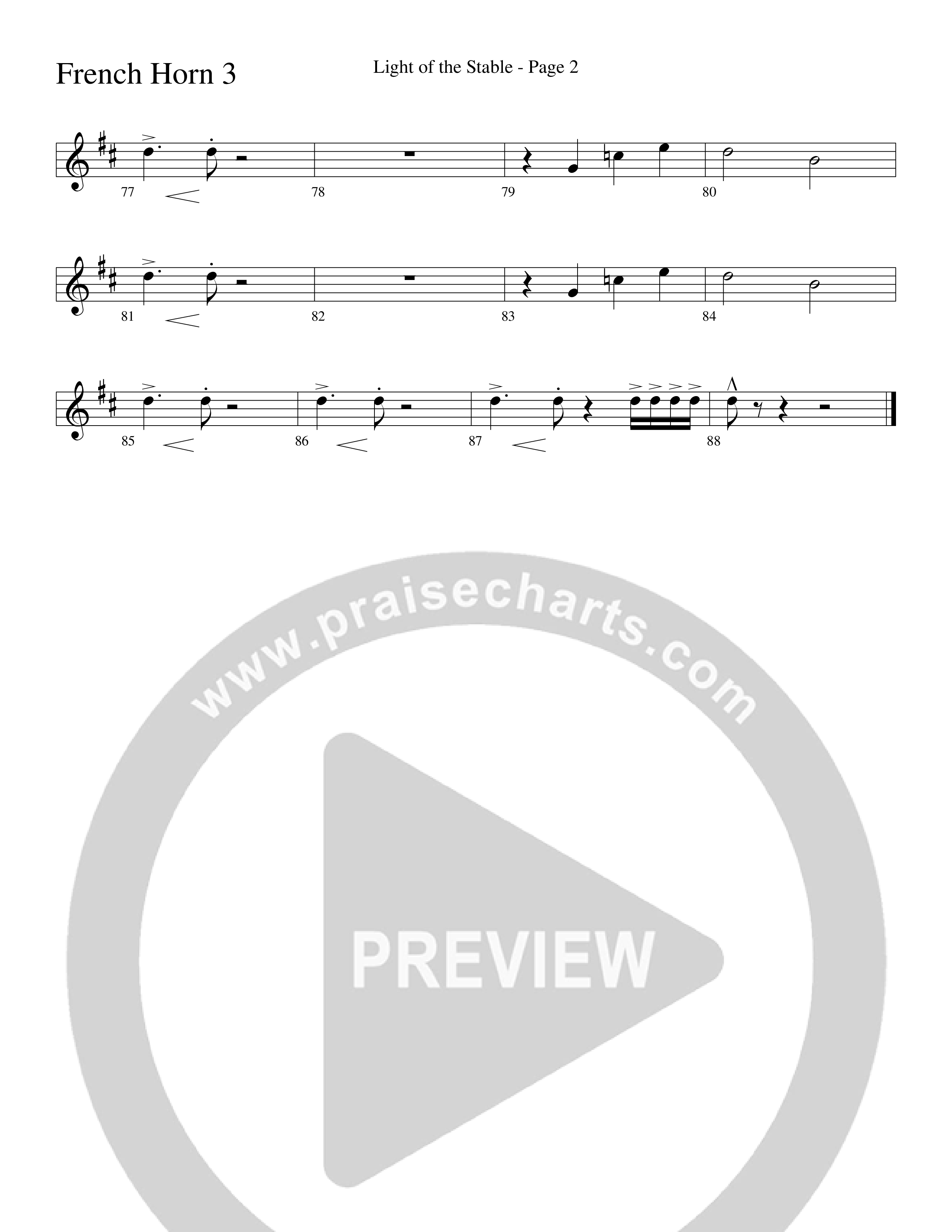 Light Of The Stable (Choral Anthem SATB) French Horn 3 (Word Music Choral / Arr. Robert Sterling)