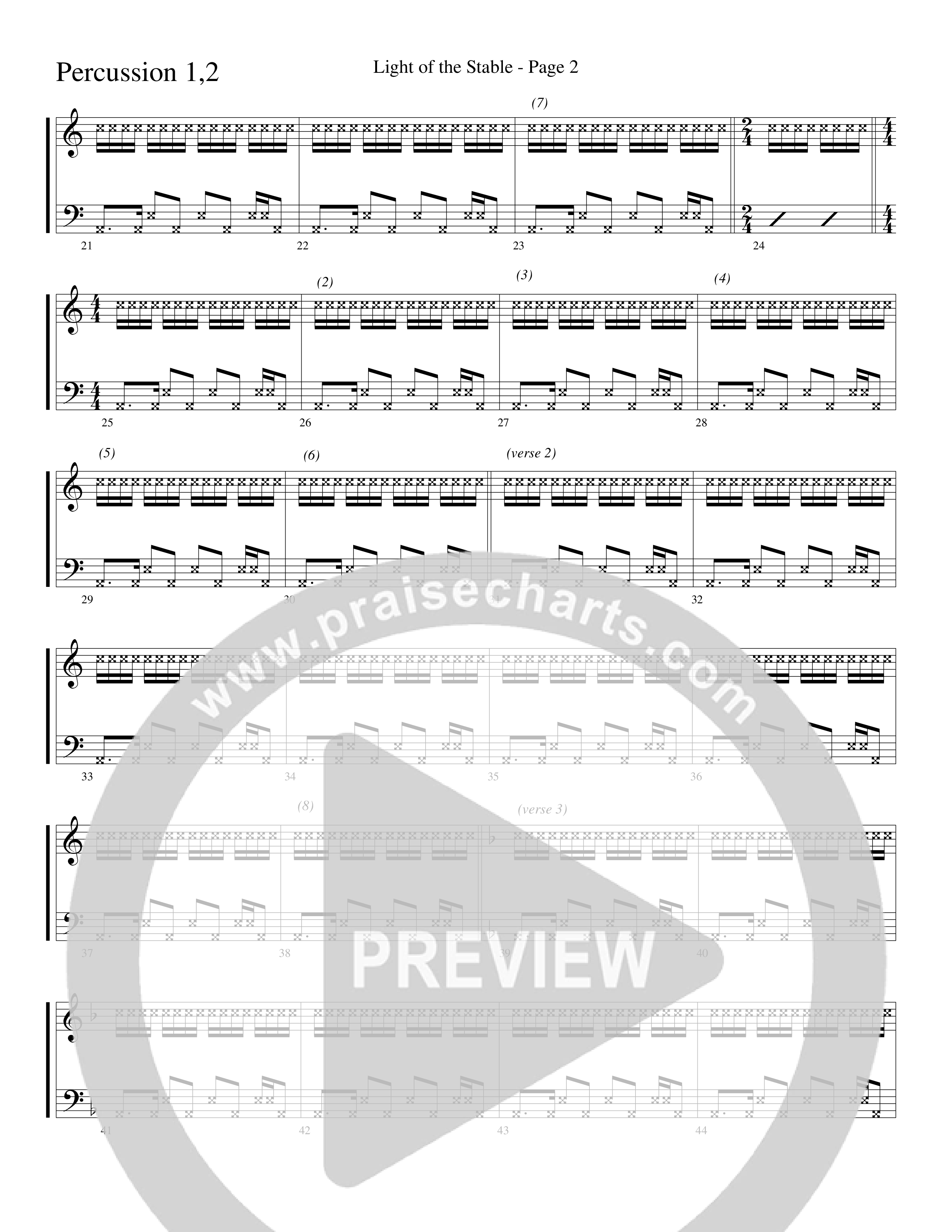Light Of The Stable (Choral Anthem SATB) Percussion 1/2 (Word Music Choral / Arr. Robert Sterling)