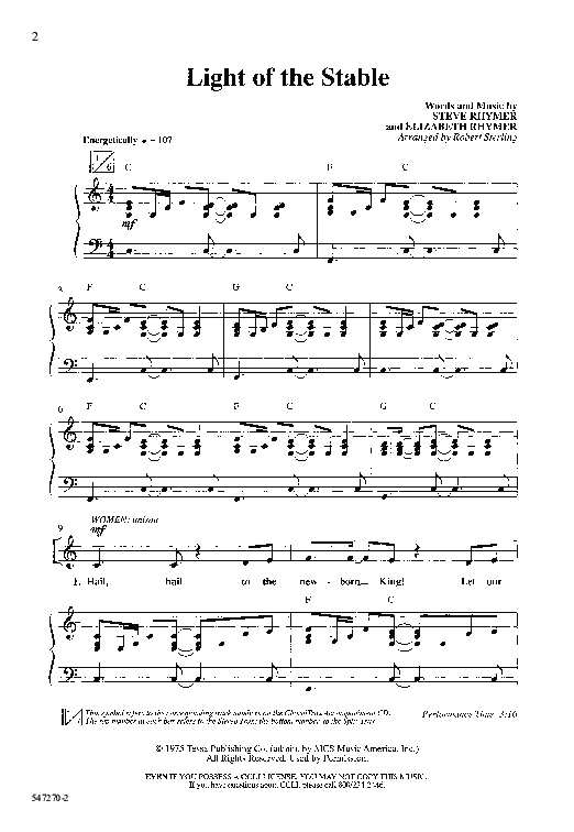 Light Of The Stable (Choral Anthem SATB) Anthem (SATB/Piano) (Word Music Choral / Arr. Robert Sterling)