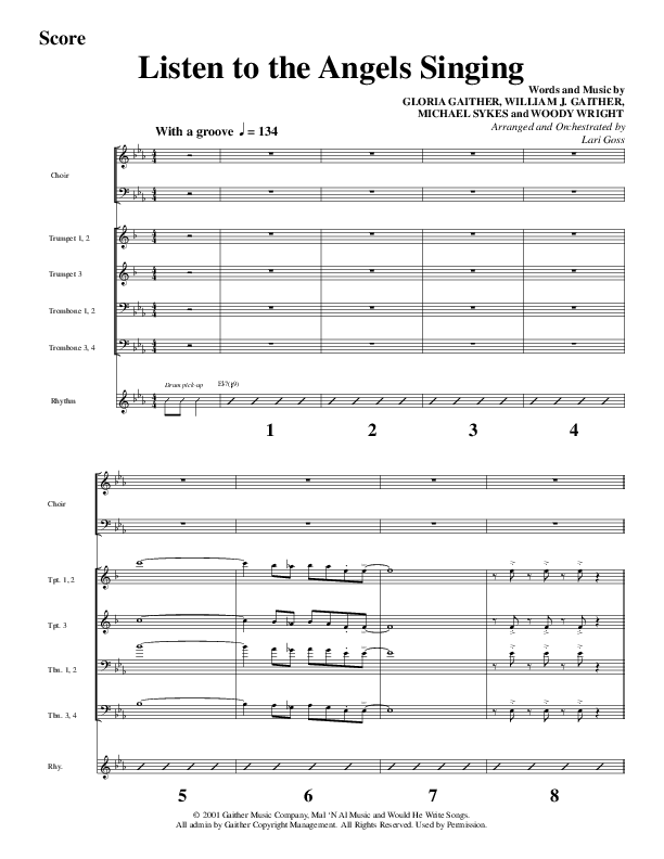 Listen To The Angels Singing (Choral Anthem SATB) Orchestration (Word Music Choral / Arr. Lari Goss)
