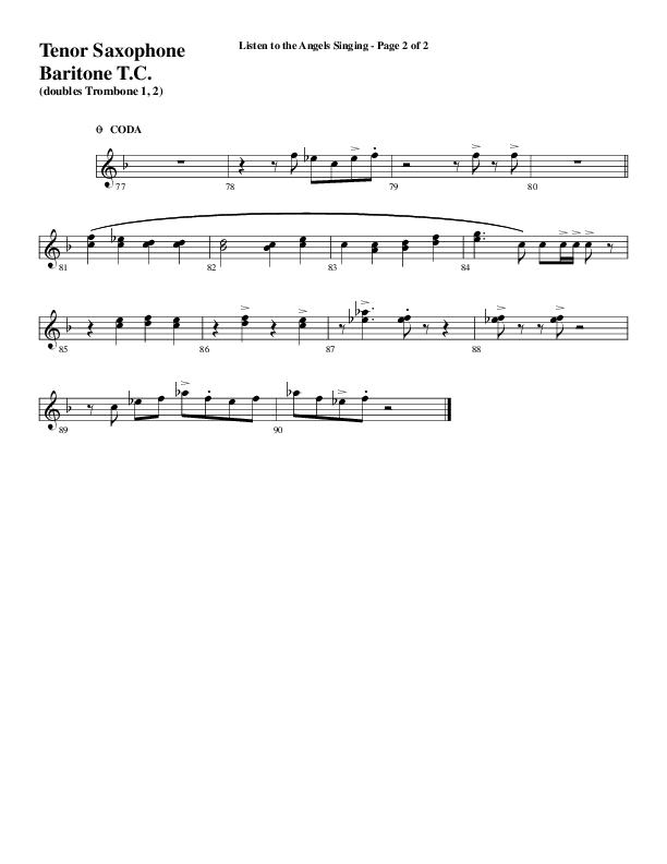 Listen To The Angels Singing (Choral Anthem SATB) Tenor Sax/Baritone T.C. (Word Music Choral / Arr. Lari Goss)