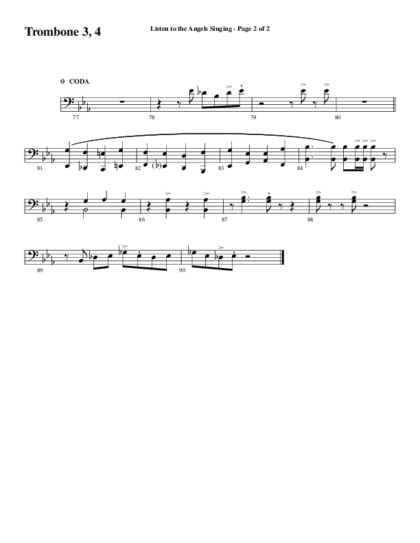 Listen To The Angels Singing (Choral Anthem SATB) Trombone 3/4 (Word Music Choral / Arr. Lari Goss)