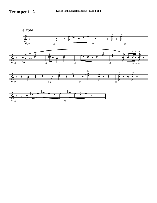 Listen To The Angels Singing (Choral Anthem SATB) Trumpet 1,2 (Word Music Choral / Arr. Lari Goss)