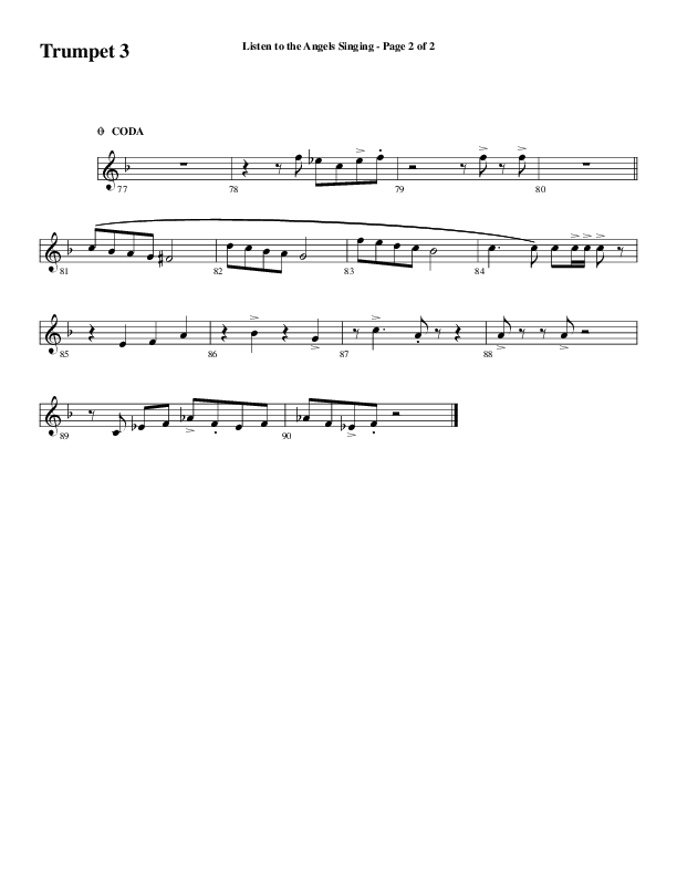 Listen To The Angels Singing (Choral Anthem SATB) Trumpet 3 (Word Music Choral / Arr. Lari Goss)