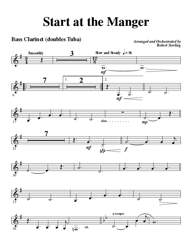Start At The Manger (Choral Anthem SATB) Bass Clarinet (Word Music Choral / Arr. Robert Sterling)