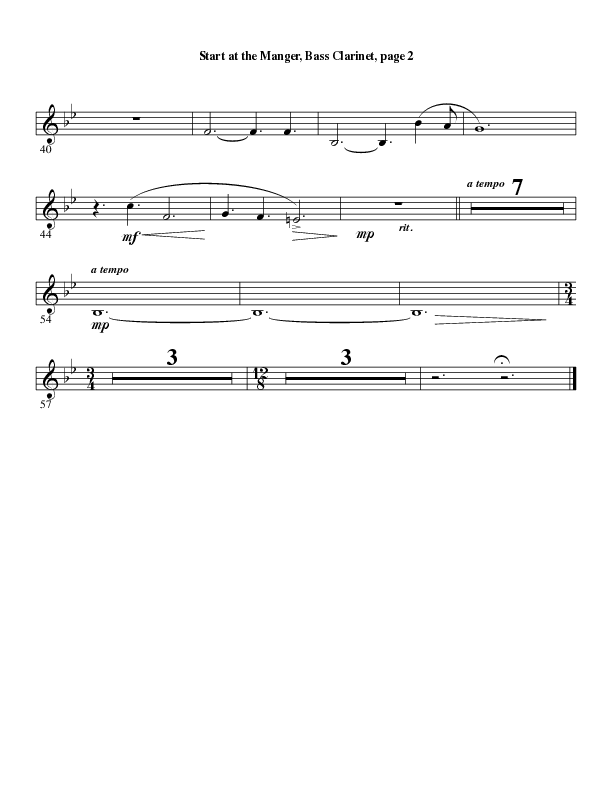 Start At The Manger (Choral Anthem SATB) Bass Clarinet (Word Music Choral / Arr. Robert Sterling)