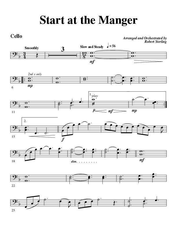 Start At The Manger (Choral Anthem SATB) Cello (Word Music Choral / Arr. Robert Sterling)