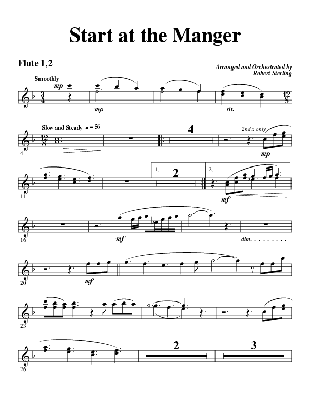 Start At The Manger (Choral Anthem SATB) Flute 1/2 (Word Music Choral / Arr. Robert Sterling)