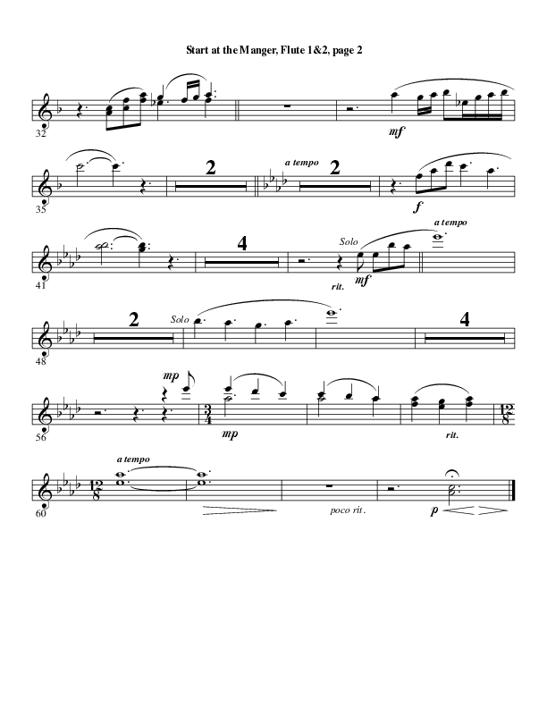 Start At The Manger (Choral Anthem SATB) Flute 1/2 (Word Music Choral / Arr. Robert Sterling)