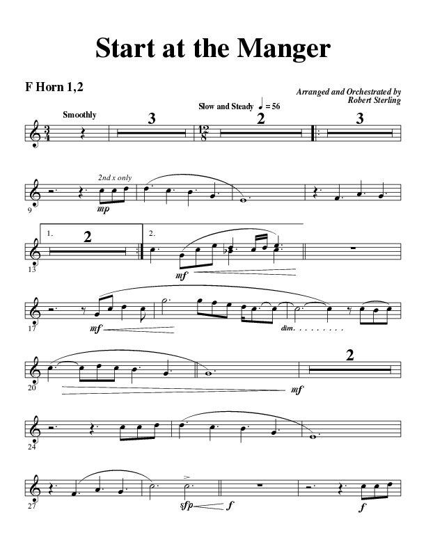 Start At The Manger (Choral Anthem SATB) French Horn 1/2 (Word Music Choral / Arr. Robert Sterling)