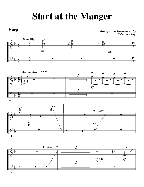 Start At The Manger (Choral Anthem SATB) Harp (Word Music Choral / Arr. Robert Sterling)